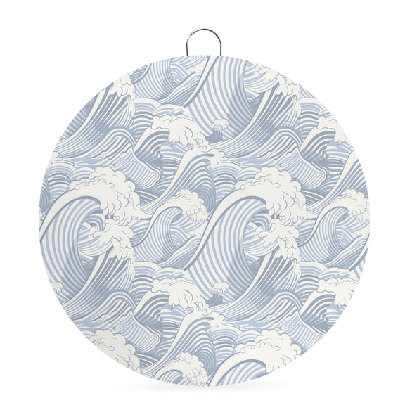 Round Metal Signs for Outside Blue Waves Tin Signs Stainless Steel Hook Welcome Home Sign Plaque Ocean Lines Stripes Metal Sign for Front Door Porch Indoor Outdoor Hanging Wall Decor Gifts 6 Inch