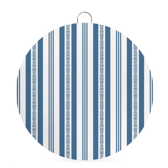 Round Metal Signs for Outside Blue White Stripes Tin Signs Stainless Steel Hook Welcome Home Sign Plaque Minimalist Vertical Striped Metal Sign for Front Door Porch Hanging Wall Decor Gifts 6 Inch