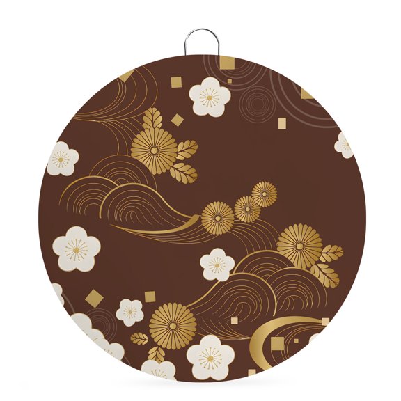 Round Metal Signs for Outside Cherry Blossoms Tin Signs Stainless Steel Hook Welcome Home Sign Plaque Japanese Style Gold Floral Red Metal Sign for Front Door Porch Hanging Wall Decor Gifts 6 Inch