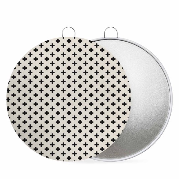 Round Metal Signs for Outside Cream Crosses Motifs Tin Signs Stainless Steel Hook Welcome Home Sign Plaque Plus Sign Icons Metal Sign for Front Door Porch Hanging Wall Decor Gifts 8Inch
