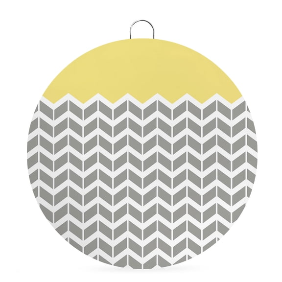 Round Metal Signs for Outside Geometric Chevron Yellow Tin Signs Stainless Steel Hook Welcome Home Sign Plaque White and Gray Stripes Metal Sign for Front Door Porch Hanging Wall Decor Gifts 6 Inch