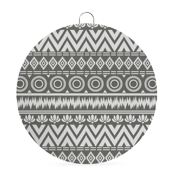 Round Metal Signs for Outside Gray Boho Diamonds Tin Signs Stainless Steel Hook Home Sign Plaque Bohemian Tribal Zigzags Circles Metal Sign for Front Door Porch Hanging Wall Decor Gifts 6 Inch