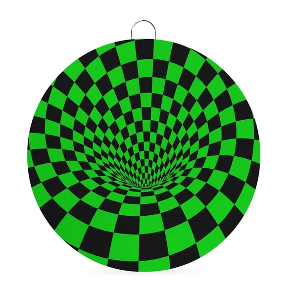 Round Metal Signs for Outside Green Black Checker Tin Signs Stainless Steel Hook Welcome Home Sign Plaque 3D Abstract Mosaic Tiles Metal Sign for Front Door Porch Hanging Wall Decor Gifts 6 Inch
