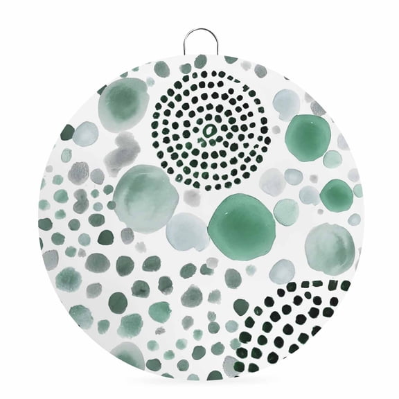 Round Metal Signs for Outside Green Bubble Dots Tin Signs Stainless Steel Hook Welcome Home Sign Plaque Modern Abstract Art Ink Metal Sign for Front Door Porch Hanging Wall Decor Gifts 6 Inch