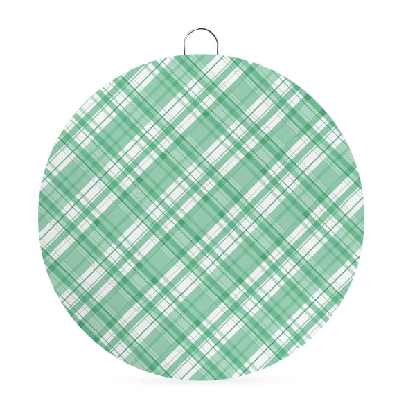 Round Metal Signs for Outside Green Checked Plaid Tin Signs Stainless Steel Hook Welcome Home Sign Plaque Diagonal Weave Lines Metal Sign for Front Door Porch Hanging Wall Decor Gifts 6 Inch