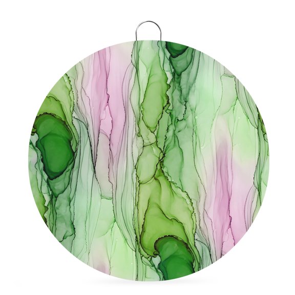 Round Metal Signs for Outside Green Pink Marble Veins Tin Signs Stainless Steel Hook Welcome Home Sign Plaque Modern Art Water Ripples Metal Sign for Front Door Porch Hanging Wall Decor Gifts 6 Inch