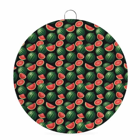 Round Metal Signs for Outside Green Watermelon Tin Signs Stainless Steel Hook Welcome Home Sign Plaque Summer Tropical Fruit Metal Sign for Front Door Porch Hanging Wall Decor Gifts 6 Inch