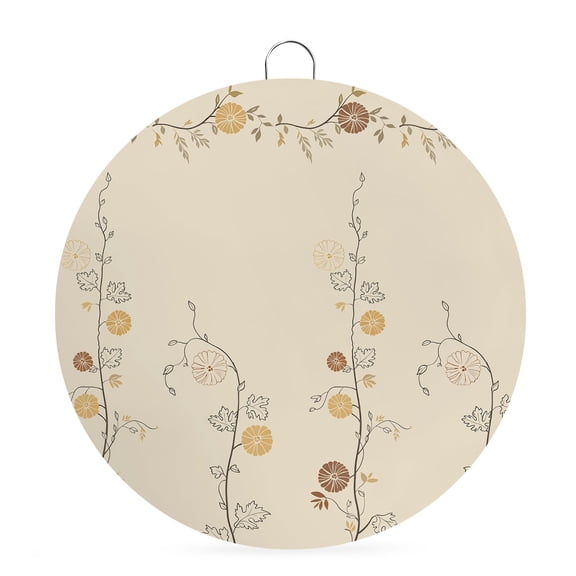 Round Metal Signs for Outside Japanese Style Flowers Tin Signs Stainless Steel Hook Welcome Home Sign Plaque Branch Solid Color Beige Metal Sign for Front Door Porch Hanging Wall Decor Gifts 6 Inch