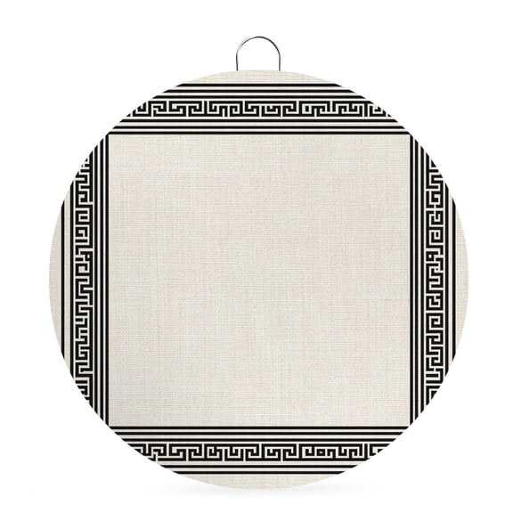 Round Metal Signs for Outside Khaki Linen Key Design Tin Signs Stainless Steel Hook Welcome Home Sign Plaque Geometric Back Print Metal Sign for Front Door Porch Hanging Wall Decor Gifts 6 Inch