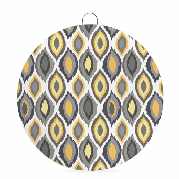 Round Metal Signs for Outside Modern Diamond Pattern Tin Signs Stainless Steel Hook Welcome Home Sign Plaque Yellow Geometric Lines Metal Sign for Front Door Porch Hanging Wall Decor Gifts 6 Inch