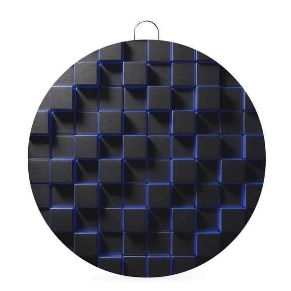 Round Metal Signs for Outside Navy Blue Black Cubes Tin Signs Stainless Steel Hook Welcome Home Sign Plaque Modern Artificial Metal Sign for Front Door Porch Hanging Wall Decor Gifts 6 Inch