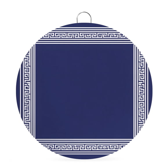 Round Metal Signs for Outside Navy Blue Key Pattern Tin Signs Stainless Steel Hook Welcome Home Sign Plaque Geometric Art Metal Sign for Front Door Porch Hanging Wall Decor Gifts 6 Inch