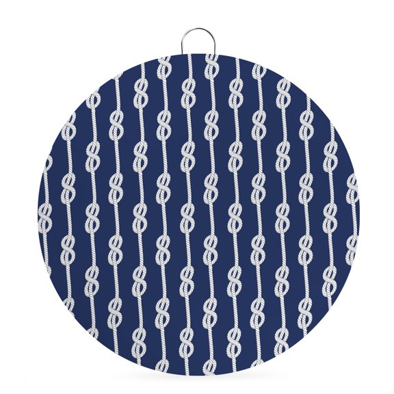 Round Metal Signs for Outside Navy Blue Knot Tin Signs Stainless Steel Hook Welcome Home Sign Plaque Ocean Nautical Geometric Stripes Metal Sign for Front Door Porch Hanging Wall Decor Gifts 6 Inch