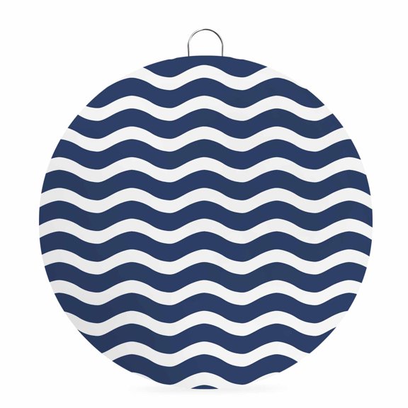 Round Metal Signs for Outside Navy Blue Nautical Waves Tin Signs Stainless Steel Hook Welcome Home Sign Plaque Lines Stripes Metal Sign for Front Door Porch Hanging Wall Decor Gifts 6 Inch