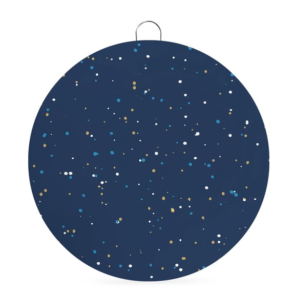 Round Metal Signs for Outside Navy Blue Polka Dots Tin Signs Stainless Steel Hook Welcome Home Sign Plaque Boho Speckled Pattern Metal Sign for Front Door Porch Hanging Wall Decor Gifts 6 Inch
