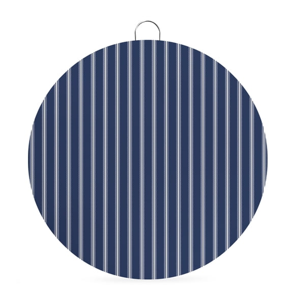 Round Metal Signs for Outside Navy Blue Stripe Tin Signs Stainless Steel Hook Welcome Home Sign Plaque Vertical Striped Metal Sign for Front Door Porch Indoor Outdoor Hanging Wall Decor Gifts 6 Inch