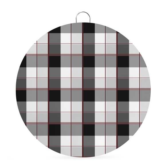 Round Metal Signs for Outside Orange Buffalo Plaid Tin Signs Stainless Steel Hook Welcome Home Sign Plaque Black Geometric Check Metal Sign for Front Door Porch Hanging Wall Decor Gifts 6 Inch