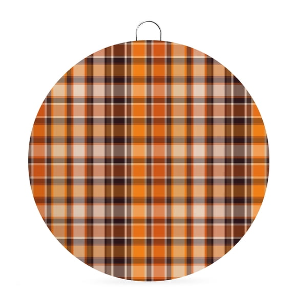 Round Metal Signs for Outside Orange Buffalo Plaid Tin Signs Stainless Steel Hook Welcome Home Sign Plaque Classic Check Metal Sign for Front Door Porch Hanging Wall Decor Gifts 6 Inch