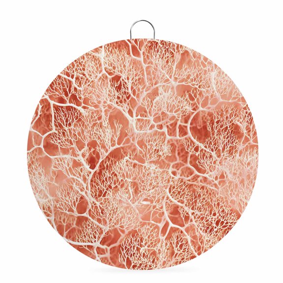 Round Metal Signs for Outside Orange Coral Branches Tin Signs Stainless Steel Hook Welcome Home Sign Plaque Bohemian Veins Texture Metal Sign for Front Door Porch Hanging Wall Decor Gifts 6 Inch