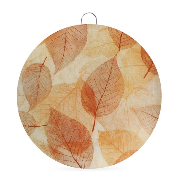 Round Metal Signs for Outside Orange Transparent Leaves Tin Signs Stainless Steel Hook Welcome Home Sign Plaque Ombre Leaf Veins Metal Sign for Front Door Porch Hanging Wall Decor Gifts 6 Inch