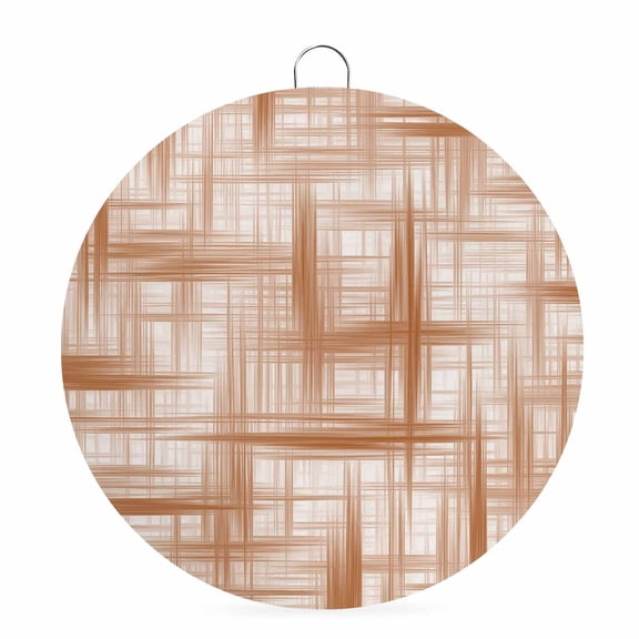 Round Metal Signs for Outside Orange Weaves Tin Signs Stainless Steel Hook Welcome Home Sign Plaque Modern Abstract Grid Metal Sign for Front Door Porch Hanging Wall Decor Gifts 6 Inch