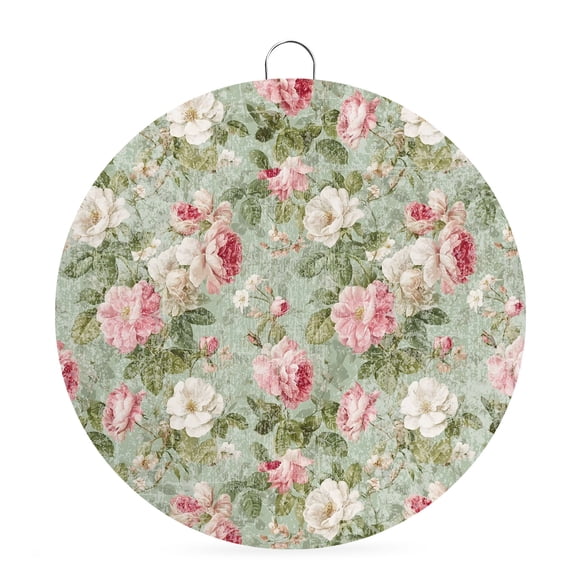 Round Metal Signs for Outside Pink Bloom Flowers Tin Signs Stainless Steel Hook Welcome Home Sign Plaque Retro Spring Floral Metal Sign for Front Door Porch Hanging Wall Decor Gifts 6 Inch