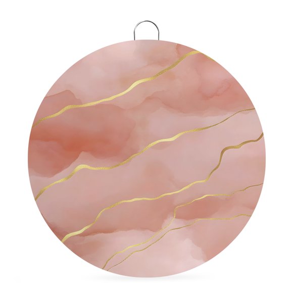 Round Metal Signs for Outside Pink Marble Gold Veins Tin Signs Stainless Steel Hook Welcome Home Sign Plaque Modern Abstract Fluid Metal Sign for Front Door Porch Hanging Wall Decor Gifts 6 Inch