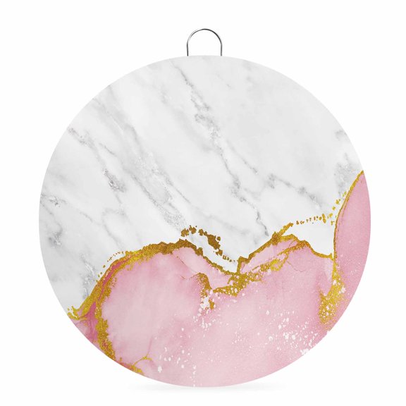 Round Metal Signs for Outside Pink Marble Tin Signs Stainless Steel Hook Welcome Home Sign Plaque White Modern Abstract Art Luxury Metal Sign for Front Door Porch Hanging Wall Decor Gifts 6 Inch