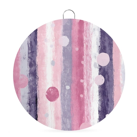 Round Metal Signs for Outside Pink Polka Dots Tin Signs Stainless Steel Hook Welcome Home Sign Plaque Boho Vertical Stripes Metal Sign for Front Door Porch Hanging Wall Decor Gifts 6 Inch