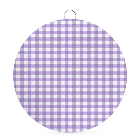 Round Metal Signs for Outside Purple Buffalo Plaid Tin Signs Stainless Steel Hook Welcome Home Sign Plaque Pastoral Checkered Metal Sign for Front Door Porch Hanging Wall Decor Gifts 6 Inch