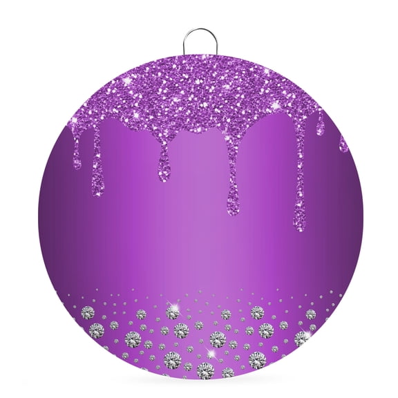 Round Metal Signs for Outside Purple Diamond Tin Signs Stainless Steel Hook Welcome Home Sign Plaque Luxury Bling Water Drop Metal Sign for Front Door Porch Hanging Wall Decor Gifts 6 Inch