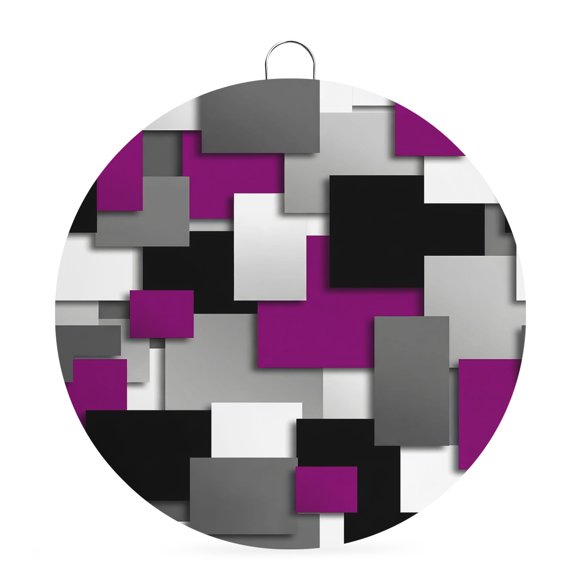 Round Metal Signs for Outside Purple Geometric Tin Signs Stainless Steel Hook Welcome Home Sign Plaque Modern Abstract Checkered Metal Sign for Front Door Porch Hanging Wall Decor Gifts 6 Inch