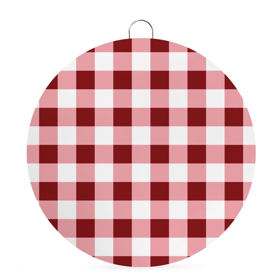 Round Metal Signs for Outside Red Check Buffalo Plaid Tin Signs Stainless Steel Hook Welcome Home Sign Plaque Check Lines Metal Sign for Front Door Porch Hanging Wall Decor Gifts 6 Inch