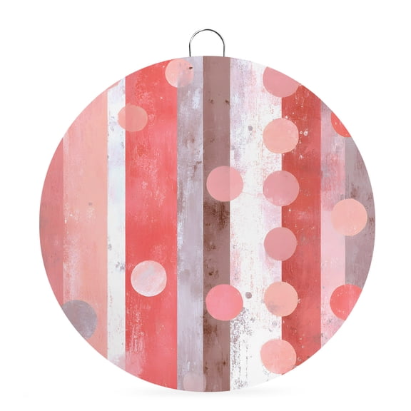 Round Metal Signs for Outside Red Polka Dots Tin Signs Stainless Steel Hook Welcome Home Sign Plaque Boho Vertical Stripes Metal Sign for Front Door Porch Hanging Wall Decor Gifts 6 Inch
