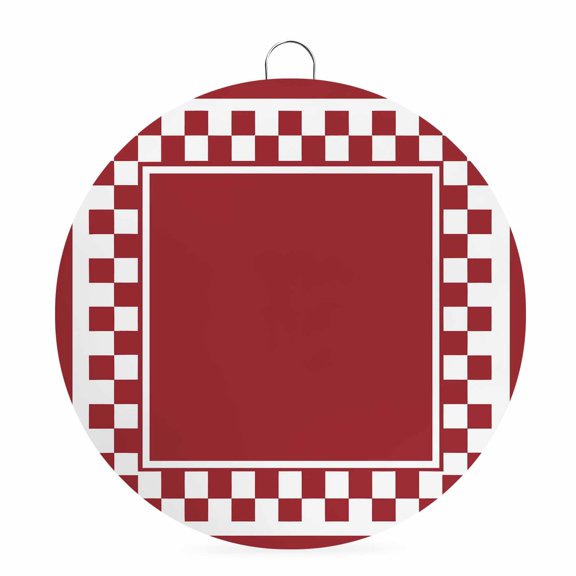Round Metal Signs for Outside Red Squares Tin Signs Stainless Steel Hook Welcome Home Sign Plaque Modern Block Checkered Border Metal Sign for Front Door Porch Hanging Wall Decor Gifts 6 Inch