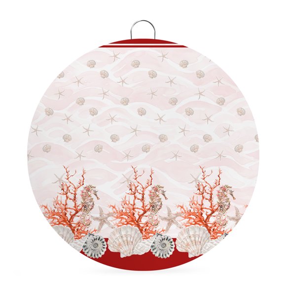 Round Metal Signs for Outside Red Starfish Tin Signs Stainless Steel Hook Welcome Home Sign Plaque Coral Shell Marine Life Metal Sign for Front Door Porch Hanging Wall Decor Gifts 6 Inch