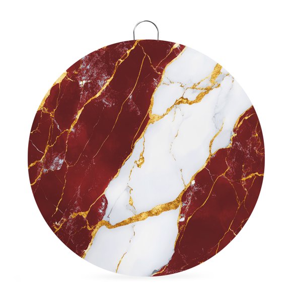 Round Metal Signs for Outside Red White Marble Tin Signs Stainless Steel Hook Welcome Home Sign Plaque Gold Abstract Art Metal Sign for Front Door Porch Hanging Wall Decor Gifts 6 Inch