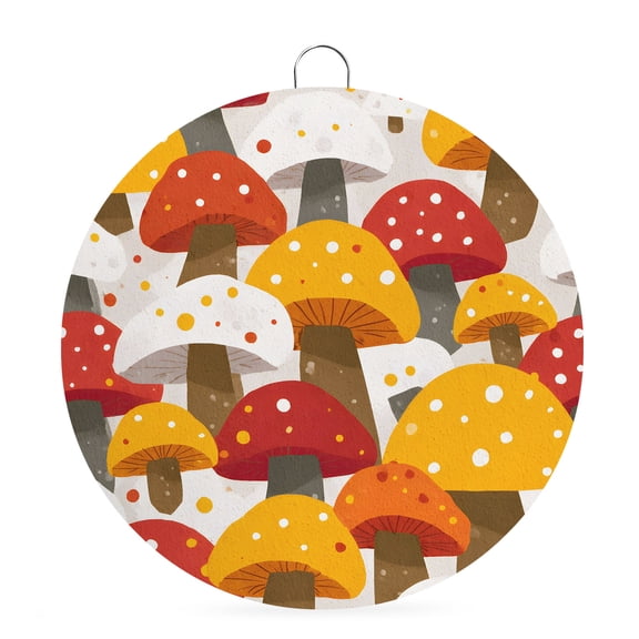 Round Metal Signs for Outside Red Yellow Mushrooms Tin Signs Stainless Steel Hook Welcome Home Sign Plaque Modern Polka Dots Metal Sign for Front Door Porch Hanging Wall Decor Gifts 6 Inch