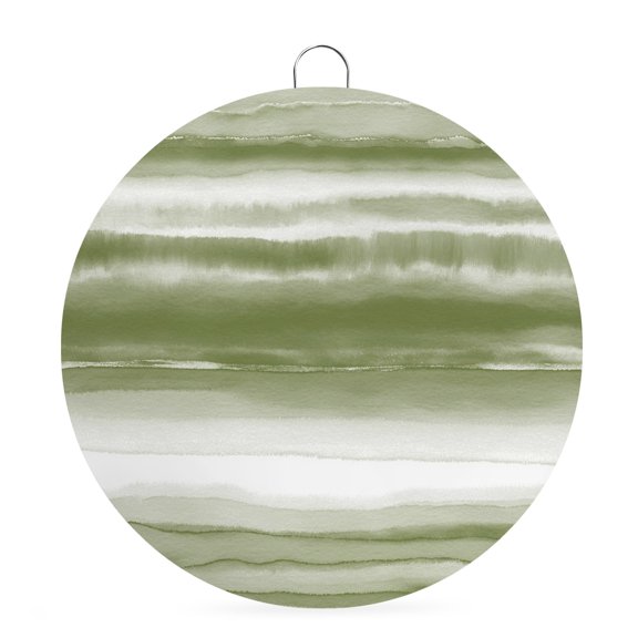 Round Metal Signs for Outside Sage Green Abstract Waves Tin Signs Stainless Steel Hook Home Sign Plaque Stripes Watercolor Gradient Metal Sign for Front Door Porch Hanging Wall Decor Gifts 6 Inch