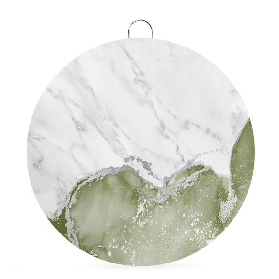 Round Metal Signs for Outside Sage Green Marble Tin Signs Stainless Steel Hook Home Sign Plaque White Modern Abstract Art Luxury Fluid Metal Sign for Front Door Porch Hanging Wall Decor Gifts 6 Inch
