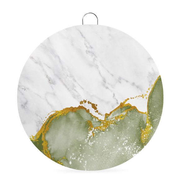 Round Metal Signs for Outside Sage Green Marble Tin Signs Stainless Steel Hook Home Sign Plaque White Modern Abstract Art Luxury Metal Sign for Front Door Porch Hanging Wall Decor Gifts 6 Inch