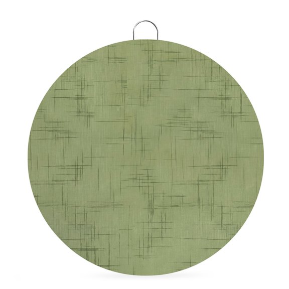 Round Metal Signs for Outside Sage Green Textile Weave Tin Signs Stainless Steel Hook Welcome Home Sign Plaque Intersect Lines Linen Metal Sign for Front Door Porch Hanging Wall Decor Gifts 6 Inch