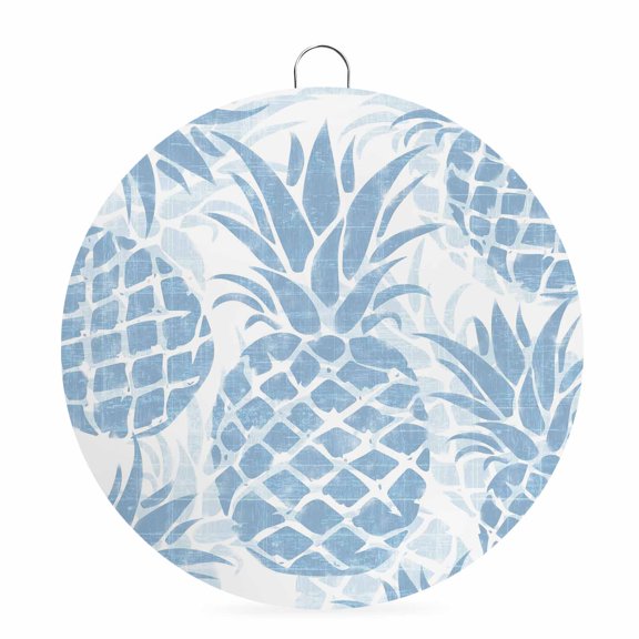 Round Metal Signs for Outside Sky Blue Pineapple Tin Signs Stainless Steel Hook Welcome Home Sign Plaque Summer Tropical Fruit Leaves Metal Sign for Front Door Porch Hanging Wall Decor Gifts 6 Inch