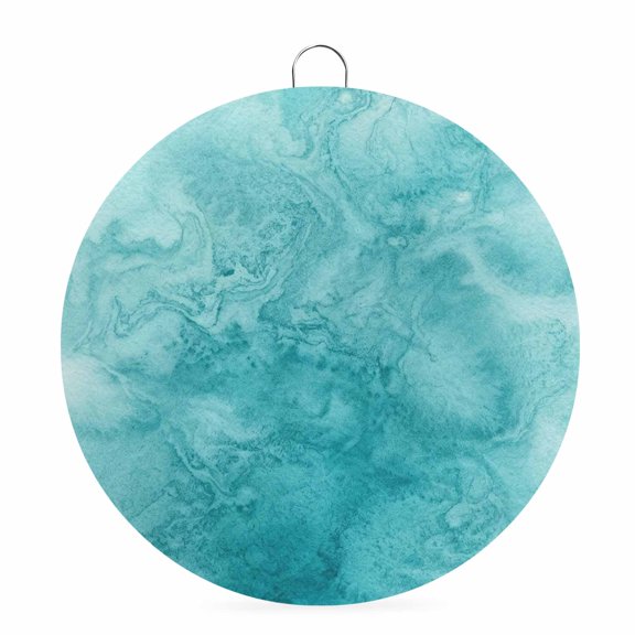 Round Metal Signs for Outside Teal Blue Fog Clouds Tin Signs Stainless Steel Hook Welcome Home Sign Plaque Abstract Swirls Vapor Metal Sign for Front Door Porch Hanging Wall Decor Gifts 6 Inch