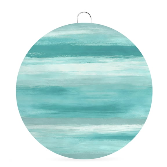 Round Metal Signs for Outside Teal Foggy Cloud Tin Signs Stainless Steel Hook Welcome Home Sign Plaque Ombre Abstract Art Metal Sign for Front Door Porch Hanging Wall Decor Gifts 6 Inch