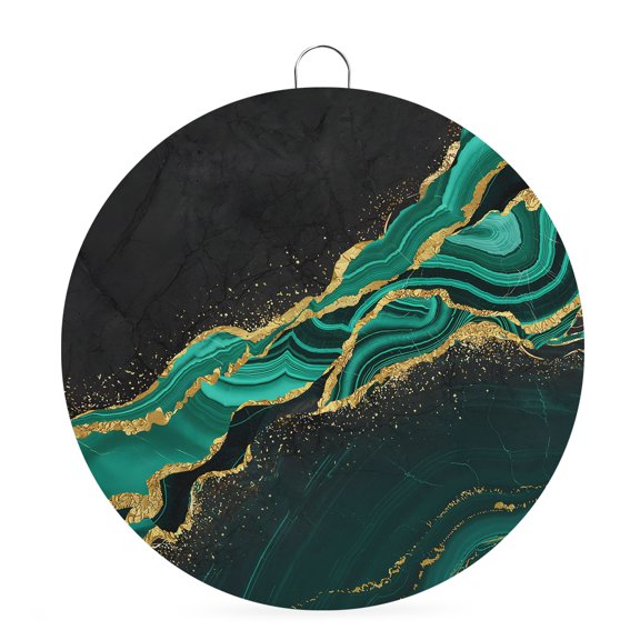 Round Metal Signs for Outside Turquoise Abstract Marble Tin Signs Stainless Steel Hook Home Sign Plaque Black Malachite Gold Veins Metal Sign for Front Door Porch Hanging Wall Decor Gifts 6 Inch