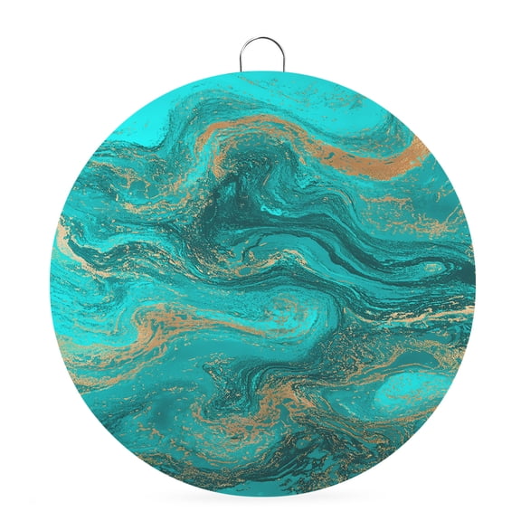 Round Metal Signs for Outside Turquoise Marble Tin Signs Stainless Steel Hook Welcome Home Sign Plaque Abstract Fluid Art Metal Sign for Front Door Porch Hanging Wall Decor Gifts 6 Inch