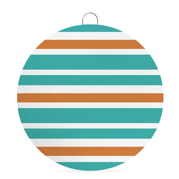 Round Metal Signs for Outside Turquoise and Orange Stripes Tin Signs Stainless Steel Hook Welcome Home Sign Plaque Striped Metal Sign for Front Door Porch Hanging Wall Decor Gifts 6 Inch