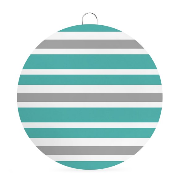 Round Metal Signs for Outside Turquoise, White and Grey Stripes Tin Signs Stainless Steel Hook Home Sign Plaque Striped Pattern Metal Sign for Front Door Porch Hanging Wall Decor Gifts 6 Inch