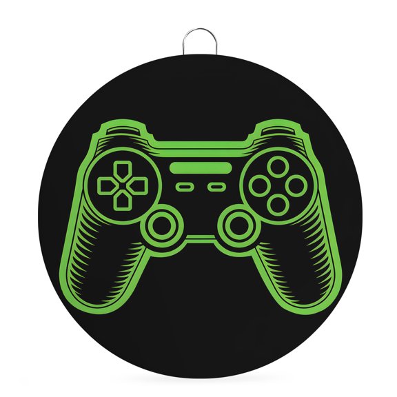 Round Metal Signs for Outside Video Games Controller Tin Signs Stainless Steel Hook Home Sign Plaque Black Green Gaming Console Metal Sign for Front Door Porch Hanging Wall Decor Gifts 6 Inch